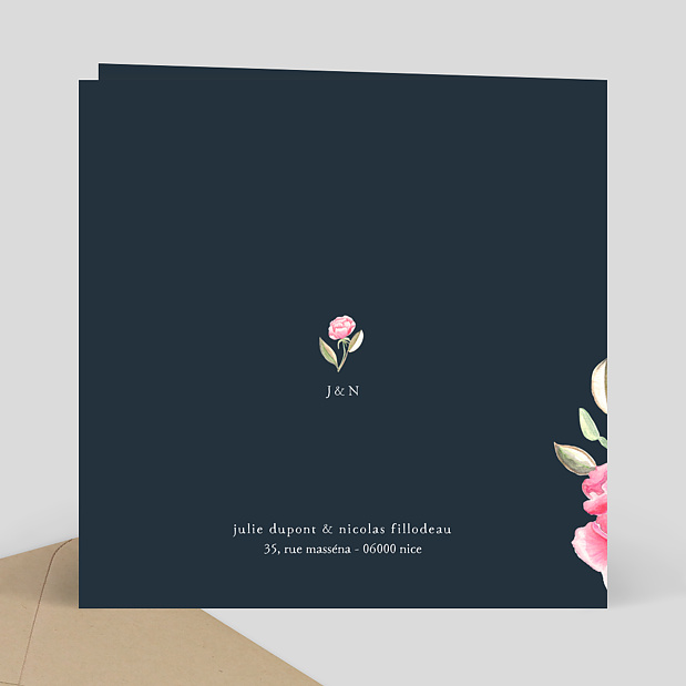 Faire-part Mariage Dark Peony Verso
