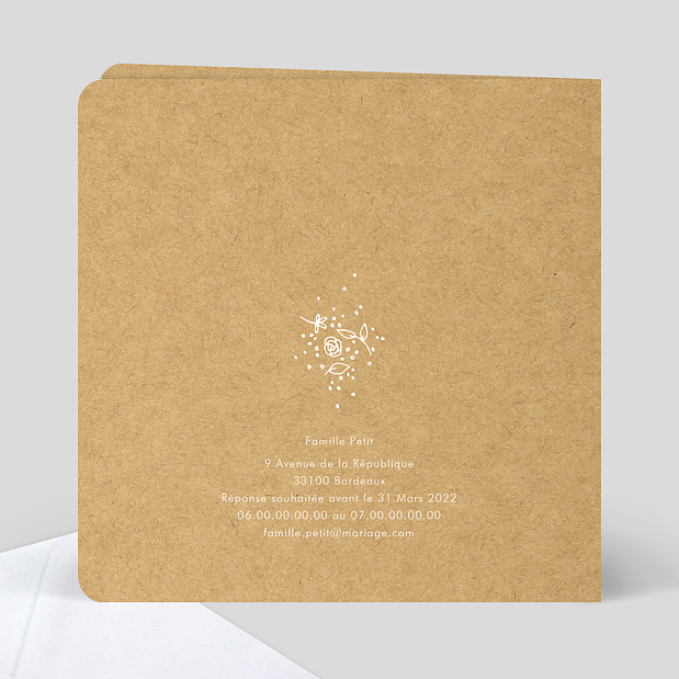 Faire-part mariage fleurs de printemps Verso