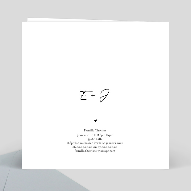 Faire-part de Mariage Timeline Calligraphie Verso