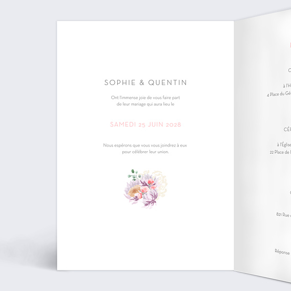 Faire part mariage Nature Suspendue Intérieur Gauche