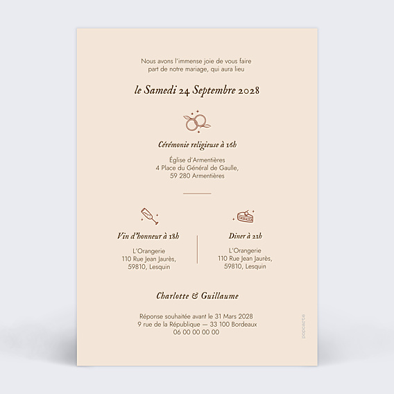 Faire-part Mariage Pèle Mêle Automnal