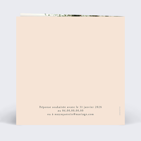 Faire part mariage La bague Verso