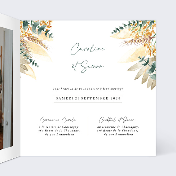 Faire part mariage Bohemia II Intérieur Droit