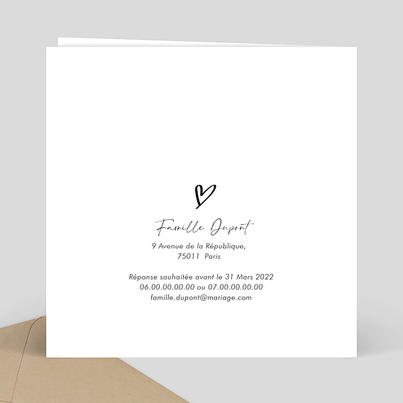 Faire part mariage Moments Volés Verso