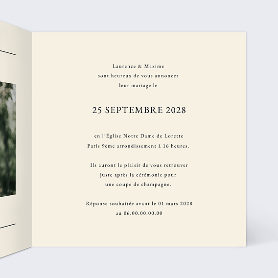 Faire part mariage Booklover Intérieur Droit