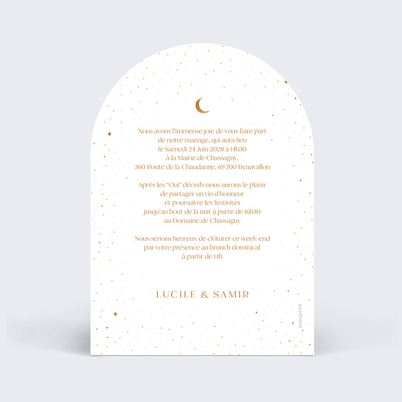 Faire part mariage Astrologie Verso