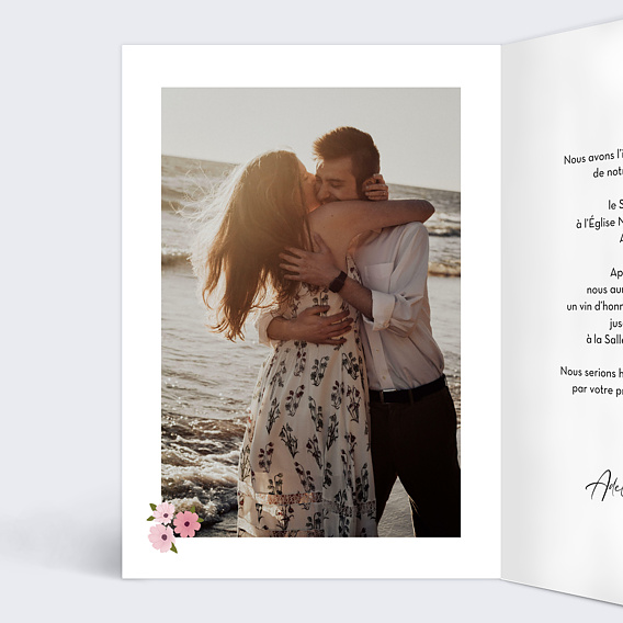 Faire part mariage Gondole à Venise Intérieur Gauche