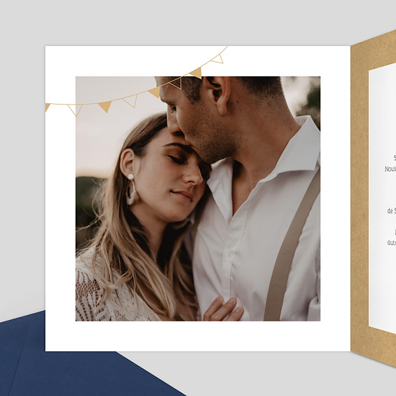 Faire part mariage Fanions Bucoliques Intérieur Gauche