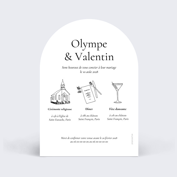 Faire part mariage Date Verso