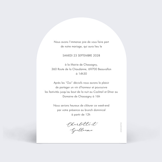 Faire part mariage Effet Photo Verso