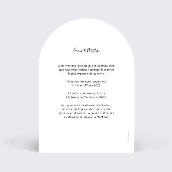 Faire-part Mariage Programme Pleine Page Blanc