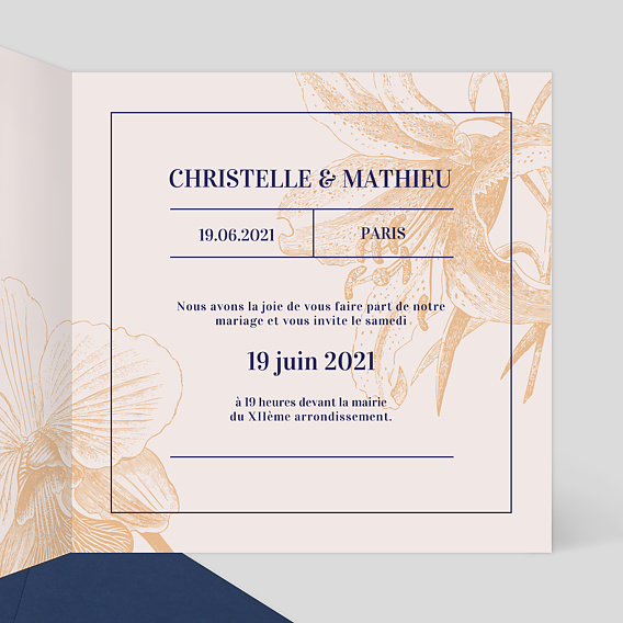 Faire part mariage Printemps Intérieur Droit