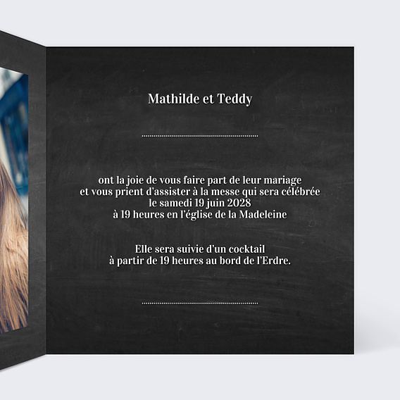 Faire-part Mariage Photomaton Ardoise