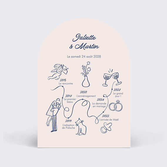Faire part mariage Notre histoire à la main