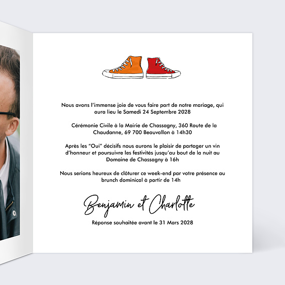 Faire part mariage Couple Rock Intérieur Droit