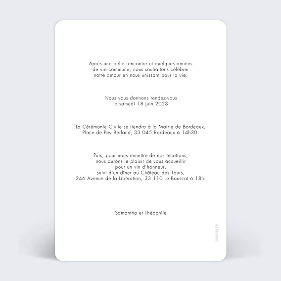 Faire part mariage On se dit oui simple Verso