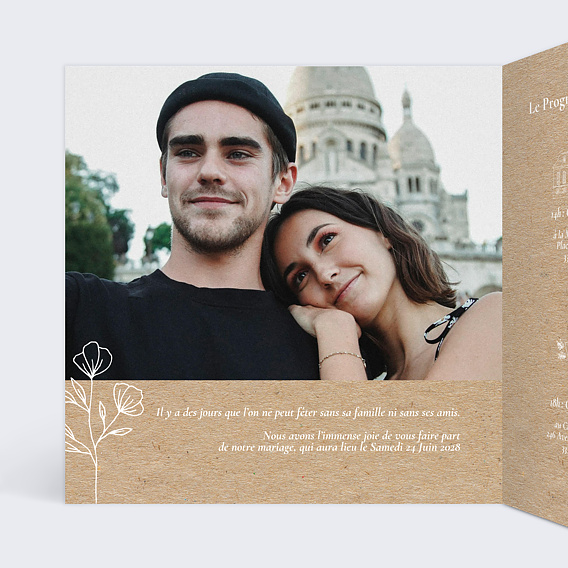 Faire-part Mariage Soliflore Kraft