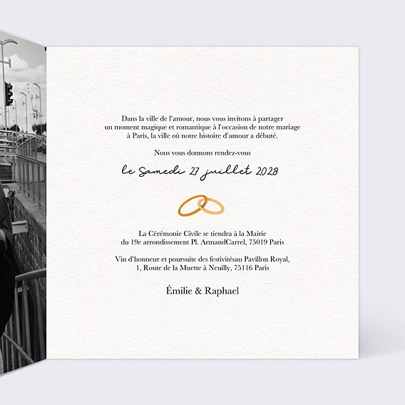 Faire-part Mariage Amoureux à Paris