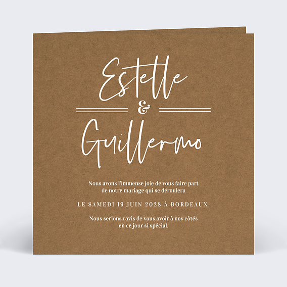Faire-part Mariage Bohème kraft