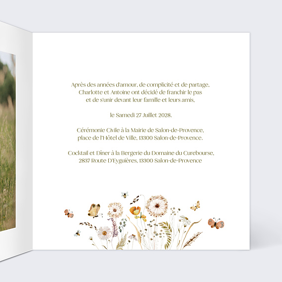 Faire-part Mariage Couronne de Papillons