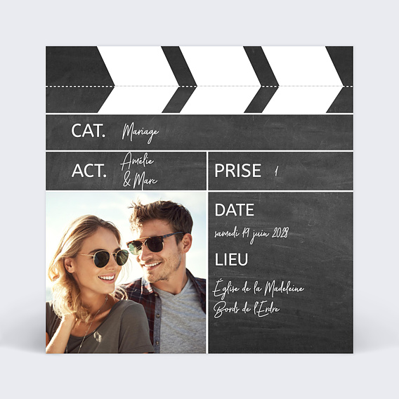 Faire part mariage Clap