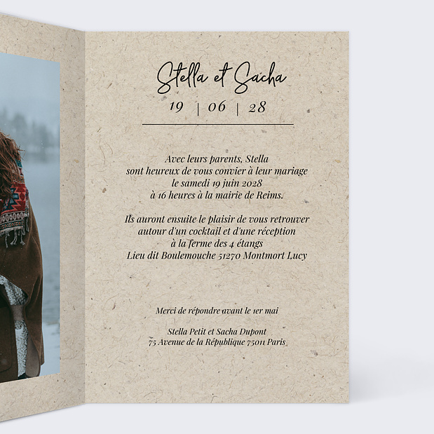 Faire-Part de Mariage Esprit Chiné Intérieur Droit