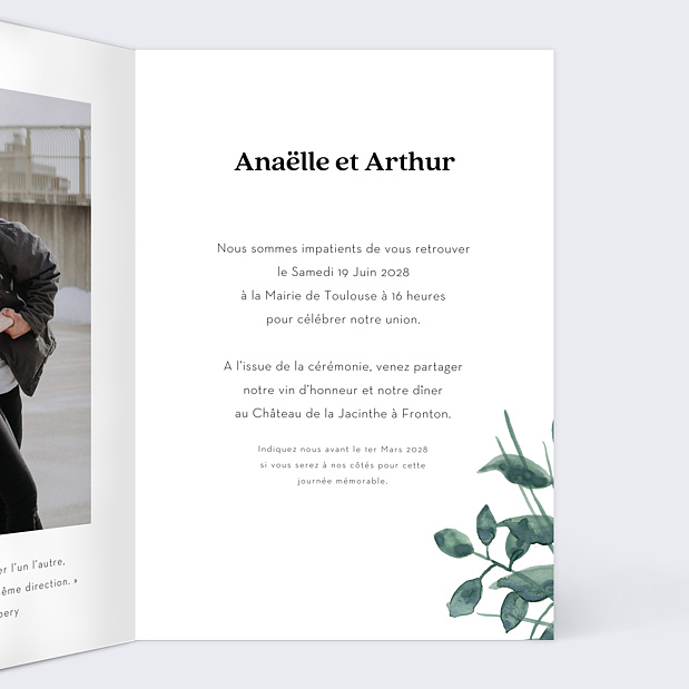 Faire-part Mariage Luxe Intérieur Droit