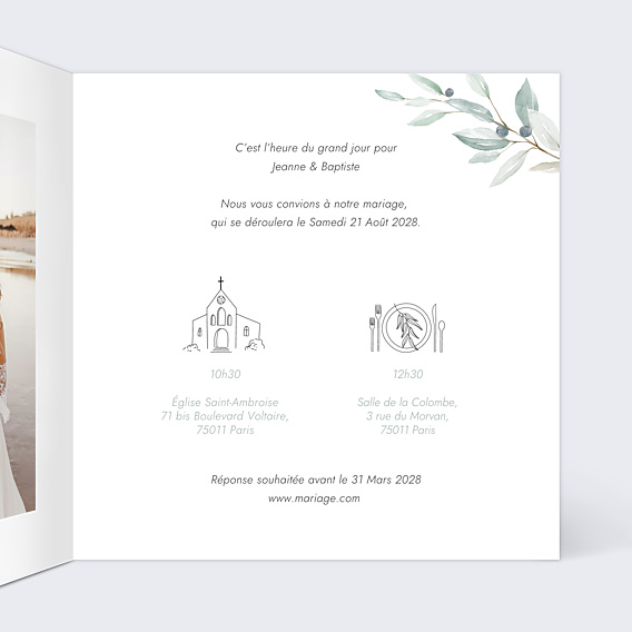 Faire-part Mariage Couronne d'Oliviers