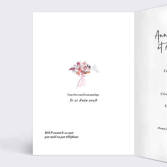 Faire part mariage Illustration Elégance Intérieur Gauche