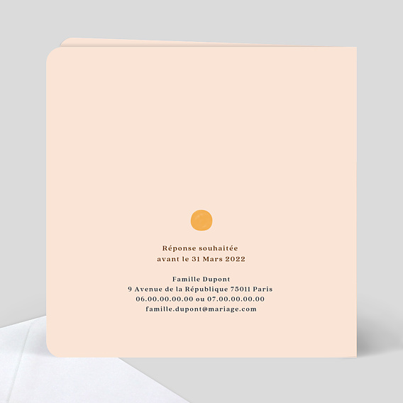 Faire part mariage Sunrise Verso