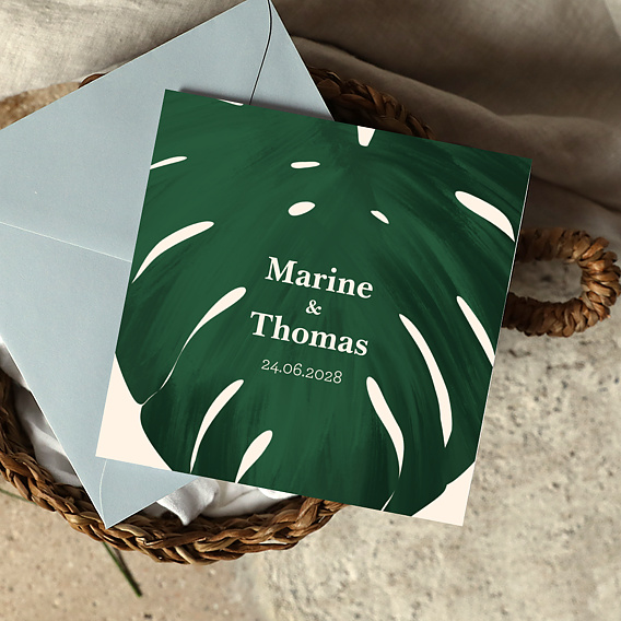 Faire part mariage Monstera Jungle Après 1