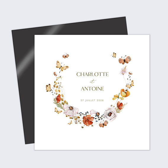 Faire-part Mariage Couronne de Papillons
