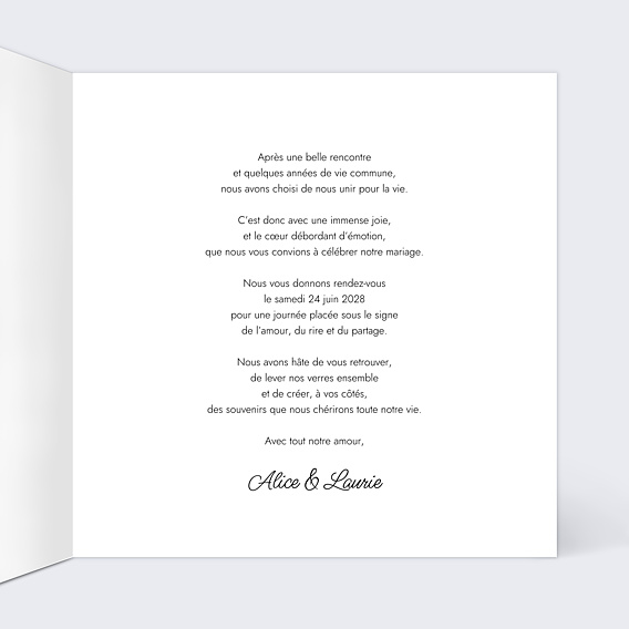 Faire-part Mariage Portrait au trait simple