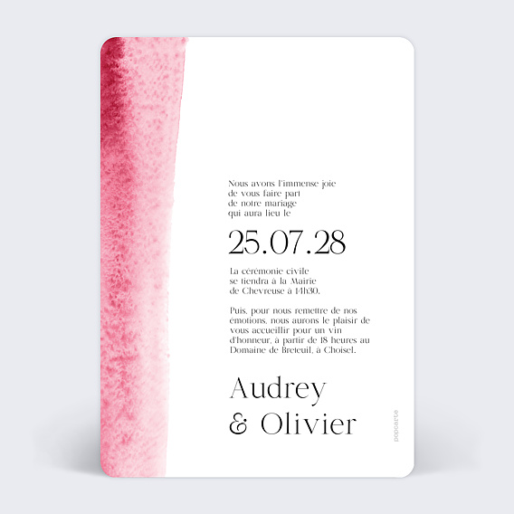 Faire part mariage Éclat Aquarelle Verso