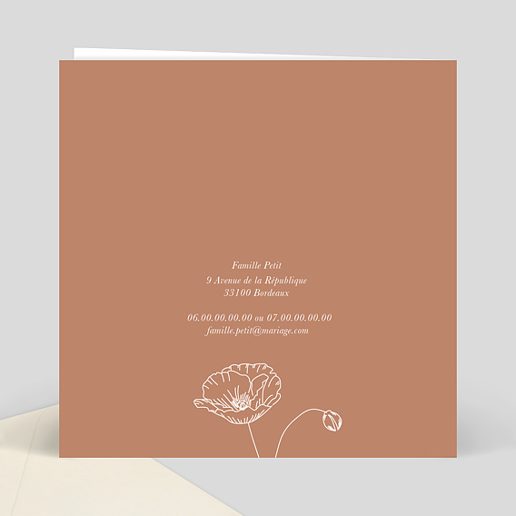 Faire part mariage Coquelicot Verso