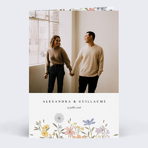Faire-part Mariage Idylle Bucolique avec Photo