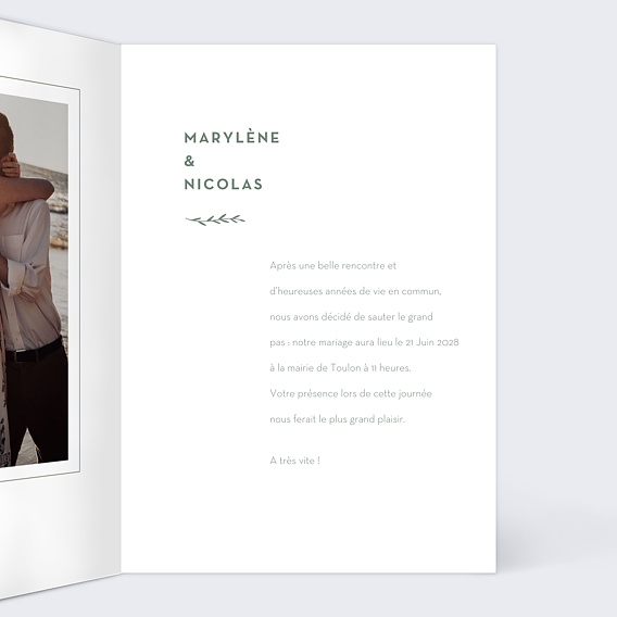 Faire part mariage Eden Intérieur Droit