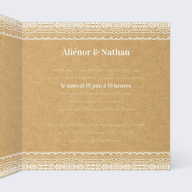 Faire-part Mariage Fleurs des Champs Intérieur Droit