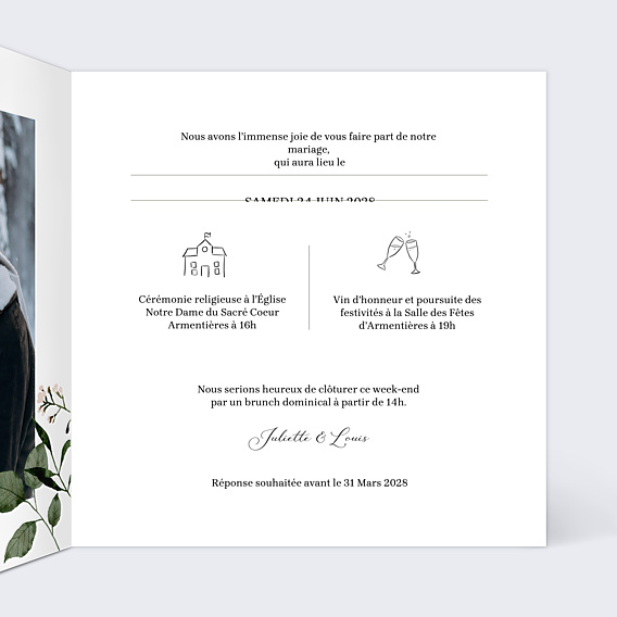Faire-part Mariage Automne Chic Blanc