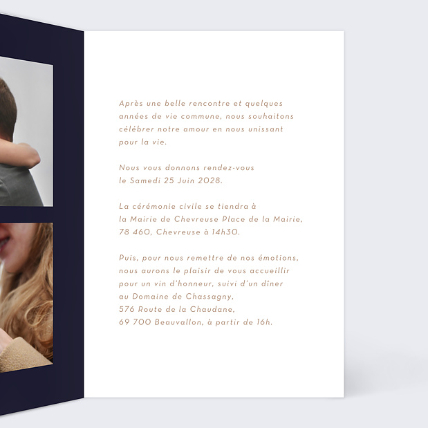 Faire-part Mariage Écrin Intérieur Droit