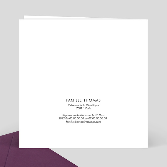 Faire part mariage Puzzle Verso