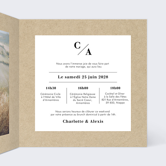 Faire-part Mariage Authentique