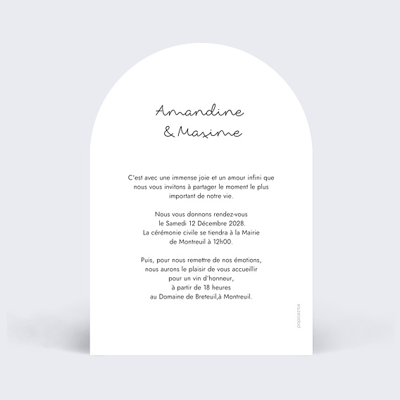 Faire-part Mariage Programme Pleine Page Noir