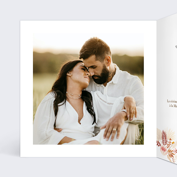 Faire part mariage Initiales bohème Intérieur Gauche