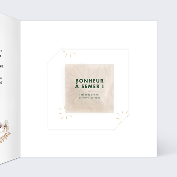 Faire part mariage Jardin Sauvage avec Graines Intérieur Droit