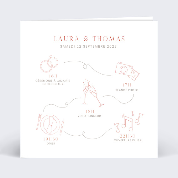 Faire-part Mariage Programme Illustré