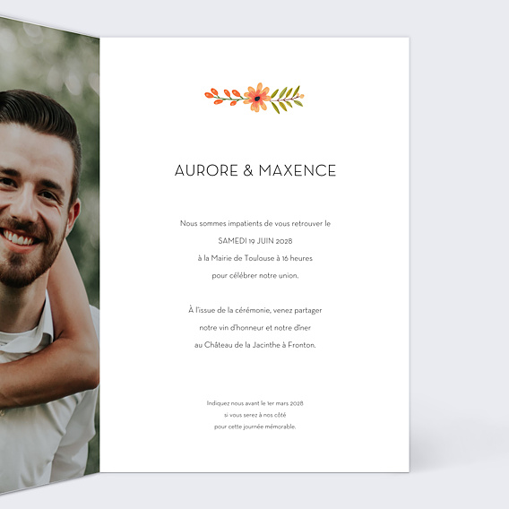 Faire-part Mariage Bouquet Printanier