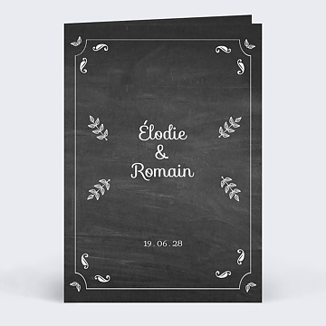 Faire-part Mariage Faire-part mariage Feuilles ardoise