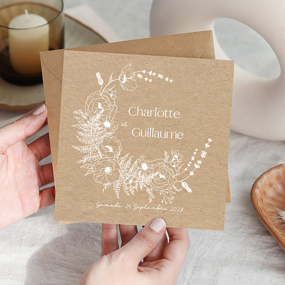 Faire-part Mariage Couronne Kraft