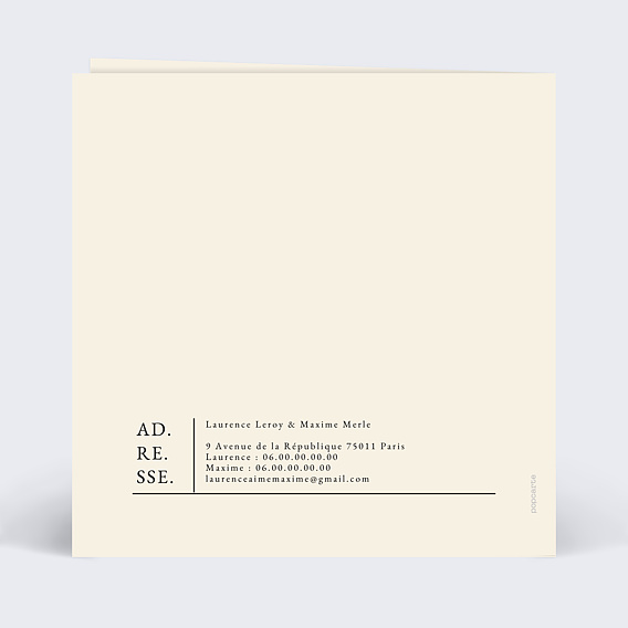 Faire part mariage Booklover Verso